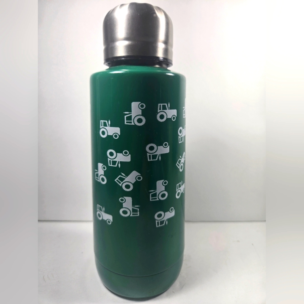 Green Thermos with Tractor AOP Design Hot/ COLD Stainless 11 oz. Bottle